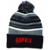 Шапка RAPALA с помпоном - черная с красным логотипом